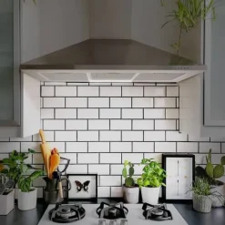 Köksfläktar-CIARRA Kåpa 90cm A++ 370 m³/h 3 hastigheter Evakuering & återvinning med 2st kolfilter i rostfritt stål