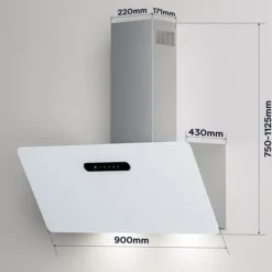 Köksfläktar-CIARRA Kåpa 90cm A+++ 650m3/h Booster 4 Hastigheter Touchknapp Köksfläkt Vit CD9736KW