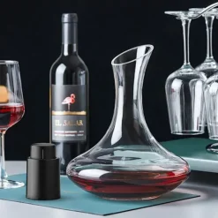 CLITON Vinkaraff, Snabb Vinluftare i Glas, Hällare och Karaff för Hemmabruk, Vinflaskpropp