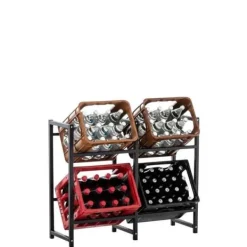 Vinflaskhållare-CLP Lennert metallflaskställ Lådhållare med olika kapaciteter, svart -L