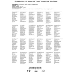 CO2 Cylinder Adapter, CO2 Fyllningsadapter, CO2-cylinderadaptrar, CO2-flaskadapter, CO2-adapter 5/8 invändig gänga till 3/4 utvändig gänga