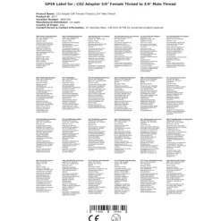 CO2 Cylinder Adapter, CO2 Fyllningsadapter, CO2-cylinderadaptrar, CO2-flaskadapter, CO2-adapter 5/8 invändig gänga till 3/4 utvändig gänga
