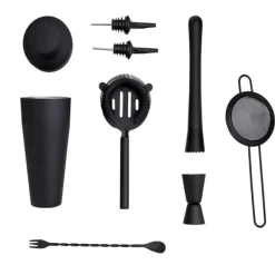 Cocktail Shaker Set, 8 Delar - Svart