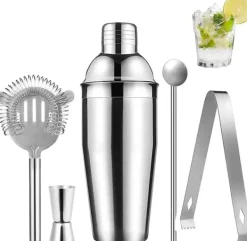 Verktygsset För Drinkar-Cocktail shaker Set - Rostfritt stål Silver 5 dela