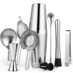 Verktygsset För Drinkar-Cocktailset i rostfritt stål – 10-delars boston shaker kit