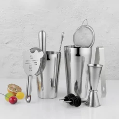Verktygsset För Drinkar-Cocktailset i rostfritt stål – 10-delars boston shaker kit