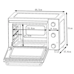 CONTINENTAL EDISON CEMF28B2 - Elektrisk miniugn 28L svart - 1500W - Rotisserie, Naturlig konvektion