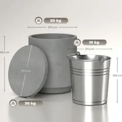 Ishink & Kylare-Cool Bar sidobord med avtagbar topp, 10 L dryckeskylare, bistrobord för fest/camping, ljusgrå