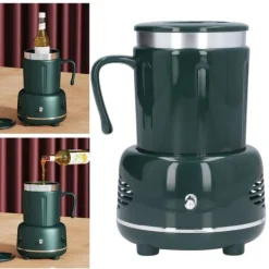 Dryckvärmare-Cooler Warmer Cup Snabbkylning Uppvärmning Enkel kontroll Böjt handtag Halkskyddade kuddar Kaffevärmare för kaffebjörn Flaska Grön