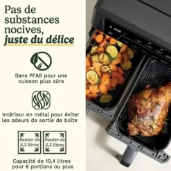 CUISINART Airfryer AFD10XBLE - 10,4 l kapacitet - Dubbel tank - Svart - 2400 W