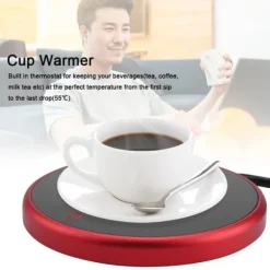 Cup Warmer Pad - Håll din dryck varm på skrivbordet (röd, UK-kontakt)