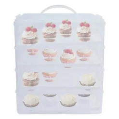 Cupcake-bärare, bärbar design, 4-lagers kapacitet,Klar