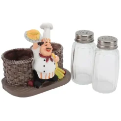 Dekorativ kockfigurhållare med 2 glassåsflaskor