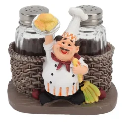 Dekorativ kockfigurhållare med 2 glassåsflaskor
