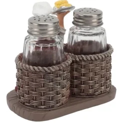 Dekorativ kockfigurhållare med 2 glassåsflaskor