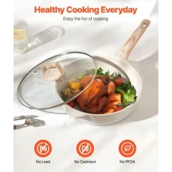 Köksutrustningsset-19-delade Grytor och Kastruller, Granit Nonstick, Köksredskap i Vit Färg, Lätt att Rengöra