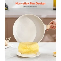 Köksutrustningsset-19-delade Grytor och Kastruller, Granit Nonstick, Köksredskap i Vit Färg, Lätt att Rengöra