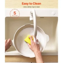 Köksutrustningsset-19-delade Grytor och Kastruller, Granit Nonstick, Köksredskap i Vit Färg, Lätt att Rengöra