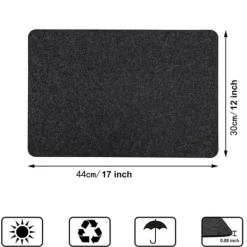 Grytlappar & Grillvantar-4-delade halkfria värmebeständiga mattor för köksapparater, bänkskydd för airfryer, tvättbara filt- och silikonmattor, 12 x 17 tum, svarta