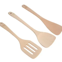 Köksutrustningsset-3-delars set omålade träspatel köksredskap matlagningsverktyg för non-stick pannor
