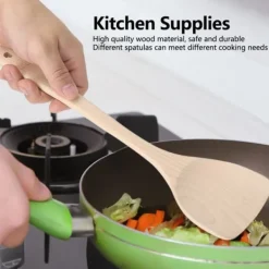 Köksutrustningsset-3-delars set omålade träspatel köksredskap matlagningsverktyg för non-stick pannor