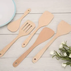 Köksutrustningsset-5-delars set träspatelsked matlagningsverktyg köksredskap kit för non-stick panna