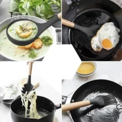 12-delars Silikon Köksredskap med Förvaringsställ – Komplett och Praktisk Köksutrustning