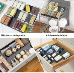 Köksorganiserare-6-Delat Justerbart Kryddställ – Kökshylla för Förvaring av Kryddor & Burkar