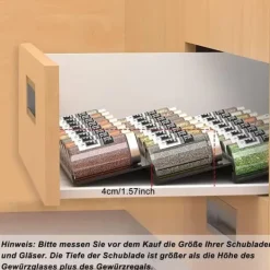 Köksorganiserare-6-Delat Justerbart Kryddställ – Kökshylla för Förvaring av Kryddor & Burkar