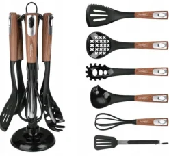 7-delat köksredskapsset: Sked, visp, tång, stativ