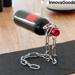 Vinflaskhållare-Design, dekorativ och original vinflaskhållare i form av en magisk kromkedja