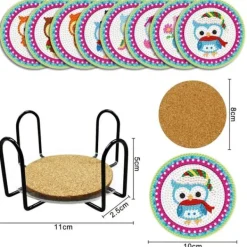 Glasunderlägg-Diamantbroderi - Glasunderlägg Glasunderlägg 8 st - Ugglor