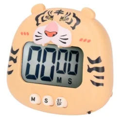 Äggklockor-Digital Kökstimer Nedräkning Nedräkning Tecknad Djurljud Blixtvarning Enkel användning med ställ för matlagning Undervisning Gul tiger