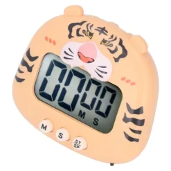 Äggklockor-Digital Kökstimer Nedräkning Nedräkning Tecknad Djurljud Blixtvarning Enkel användning med ställ för matlagning Undervisning Gul tiger
