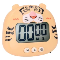 Äggklockor-Digital Kökstimer Nedräkning Nedräkning Tecknad Djurljud Blixtvarning Enkel användning med ställ för matlagning Undervisning Gul tiger