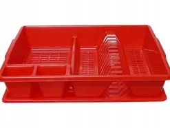 Diskställ & Torkställ-Diskavlopp med avlopp - Röd Bentom