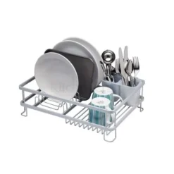 Diskställ & Torkställ-Diskavlopp med bestickhållare - Master Class 42x22x13cm Grå