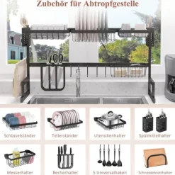 Diskställ & Torkställ-Diskställ för torkning, 93x30x52,5 cm, svart