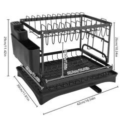 Diskställ & Torkställ-Diskställ, 2-nivåsystem, 360° dräneringsrotation,Svart