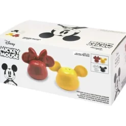 Disney - Gul och röd 3D Musse Pigg keramiska salt- och pepparshakers- USED