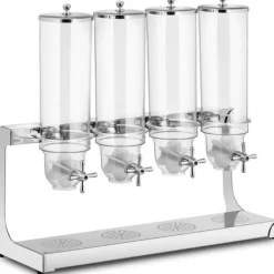 Matautomater-Dispenser dispenser för lösa produkter, müsliflingor, torkad frukt och nötter, kaffe, 4 x 3,5 l