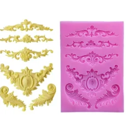 Kakformar-DIY 3D Skulpterad Blomma Barock Scroll Silikonform Fondantform Cupcake Kakdekoration Verktyg