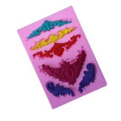 Kakformar-DIY 3D Skulpterad Blomma Barock Scroll Silikonform Fondantform Cupcake Kakdekoration Verktyg