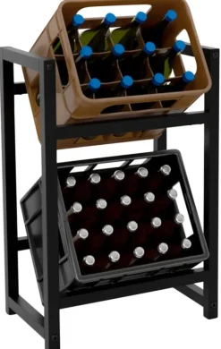 Vinflaskhållare-Dricks Crate Holder Stapel - Bottess Rack - Stylish Drink Storage, Rostless Steel | Färg: Svart | Storlek: 75x47x31 cm