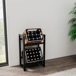 Vinflaskhållare-Dricks Crate Holder Stapel - Bottess Rack - Stylish Drink Storage, Rostless Steel | Färg: Svart | Storlek: 75x47x31 cm