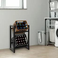 Vinflaskhållare-Dricks Crate Holder Stapel - Bottess Rack - Stylish Drink Storage, Rostless Steel | Färg: Svart | Storlek: 75x47x31 cm