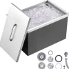 Drop-in iskylare, 22"L x 17"B x 12"H i rostfritt stål, kommersiell isbehållare med lock, 40 qt för utomhuskök.
