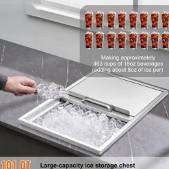 Ishink & Kylare-Drop-in Iskylare 27x18x21 tum, rostfritt stål med lock, hållbar design, perfekt för kylning av drycker, idealisk för fester och uteplatser