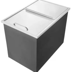 Ishink & Kylare-Drop-in Iskylare 27x18x21 tum, rostfritt stål med lock, hållbar design, perfekt för kylning av drycker, idealisk för fester och uteplatser