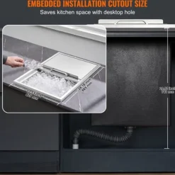 Ishink & Kylare-Drop-in Iskylare 27x18x21 tum, rostfritt stål med lock, hållbar design, perfekt för kylning av drycker, idealisk för fester och uteplatser